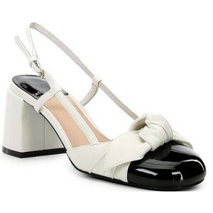 Jeffrey Campbell Baby Doll Patent Slingback Cap Toe Pumps White Black Sz 11 NWT